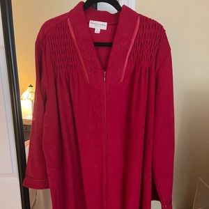 Miss Elaine plus size zip up robe red